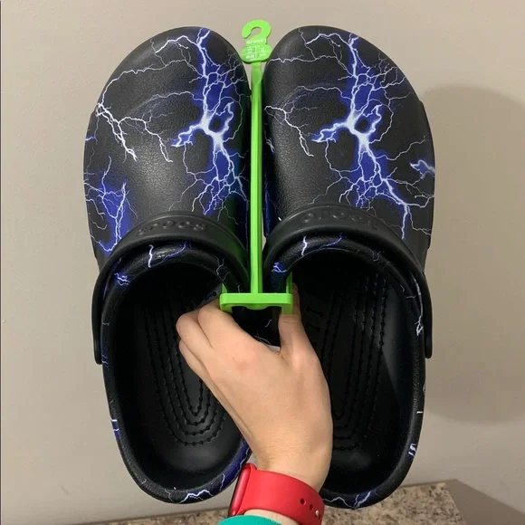Electric / Lightening Blue and Black Crocs